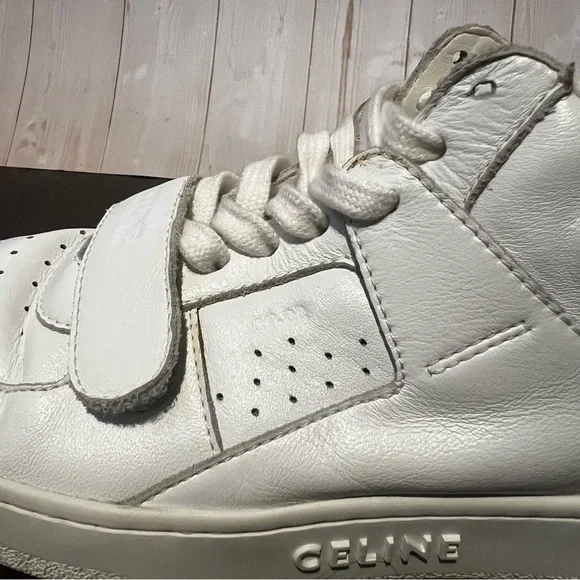 CELINE Womens White Calf Leather High-Top Logo Sneakers
SIZE 36 EU / 6 US - Picture 6 of 15
